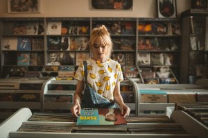 Girl in Record Shop